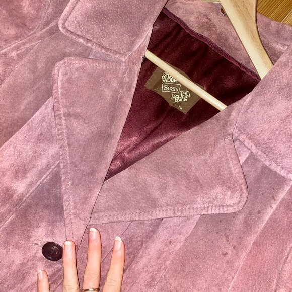 Vintage Purple Leather Suede Coat - Picture 1 of 6